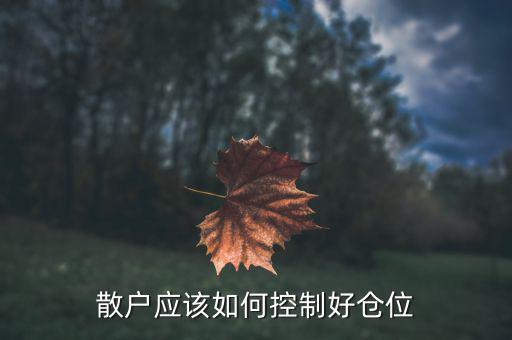 怎么控制倉(cāng)位,散戶應(yīng)該如何控制好倉(cāng)位