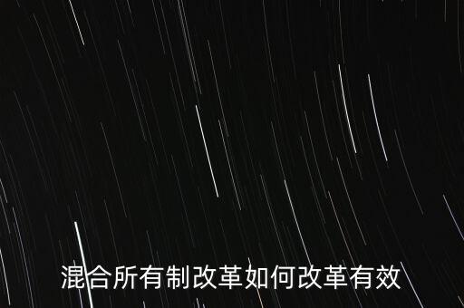 混合所有制改革如何改革有效