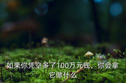 如果你憑空多了100萬元錢，你會拿它做什么