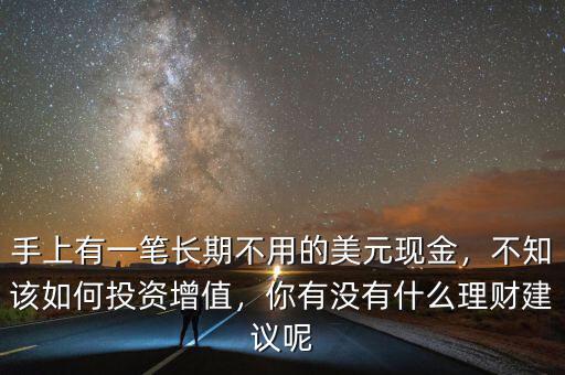 手上有一筆長期不用的美元現(xiàn)金，不知該如何投資增值，你有沒有什么理財建議呢