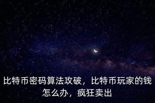 比特幣密碼算法攻破，比特幣玩家的錢怎么辦，瘋狂賣出