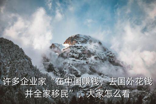 許多企業(yè)家“在中國(guó)賺錢(qián)，去國(guó)外花錢(qián)并全家移民”，大家怎么看