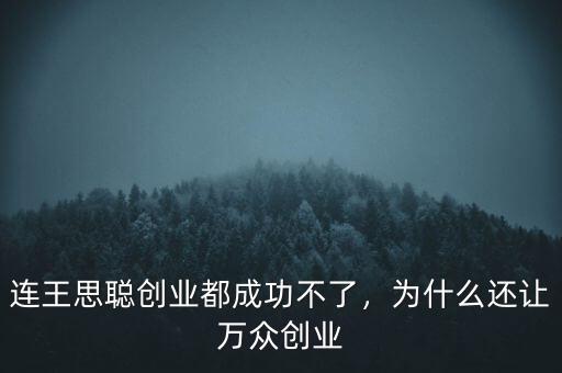 連王思聰創(chuàng)業(yè)都成功不了，為什么還讓萬眾創(chuàng)業(yè)