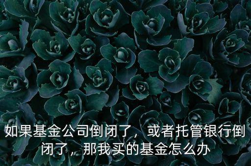 如果基金公司倒閉了，或者托管銀行倒閉了，那我買的基金怎么辦