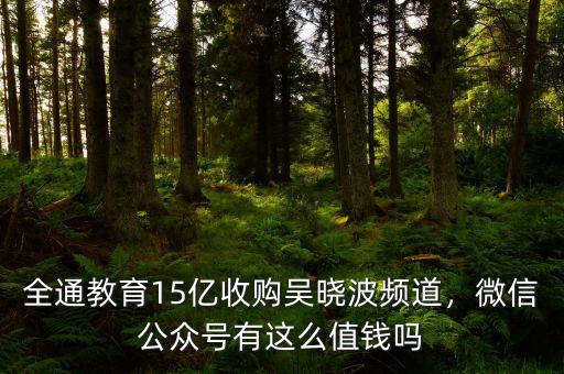 全通教育15億收購(gòu)吳曉波頻道，微信公眾號(hào)有這么值錢嗎