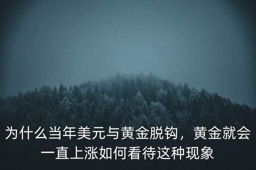 為什么當年美元與黃金脫鉤，黃金就會一直上漲如何看待這種現(xiàn)象