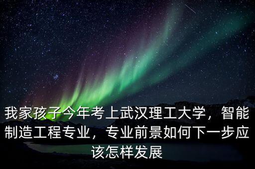 我家孩子今年考上武漢理工大學，智能制造工程專業(yè)，專業(yè)前景如何下一步應該怎樣發(fā)展