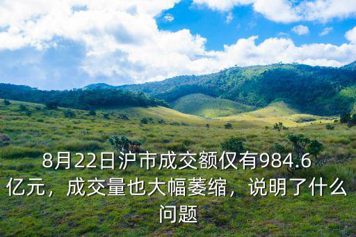 8月22日滬市成交額僅有984.6億元，成交量也大幅萎縮，說明了什么問題