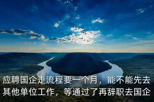 應聘國企走流程要一個月，能不能先去其他單位工作，等通過了再辭職去國企