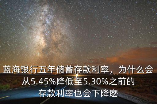 銀行的存款利率持續(xù)下降怎么回事,藍(lán)海銀行五年儲蓄存款利率