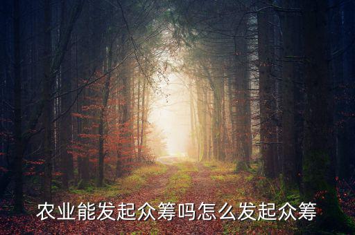 農(nóng)業(yè)能發(fā)起眾籌嗎怎么發(fā)起眾籌