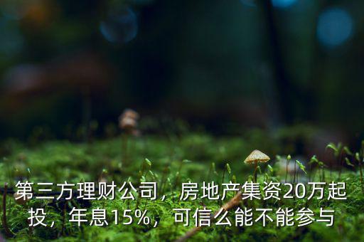 第三方理財(cái)公司，房地產(chǎn)集資20萬(wàn)起投，年息15%，可信么能不能參與