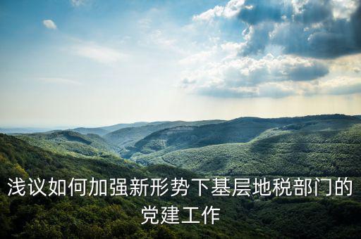 淺議如何加強(qiáng)新形勢下基層地稅部門的黨建工作