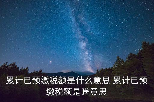 累計已預繳稅額是什么意思 累計已預繳稅額是啥意思