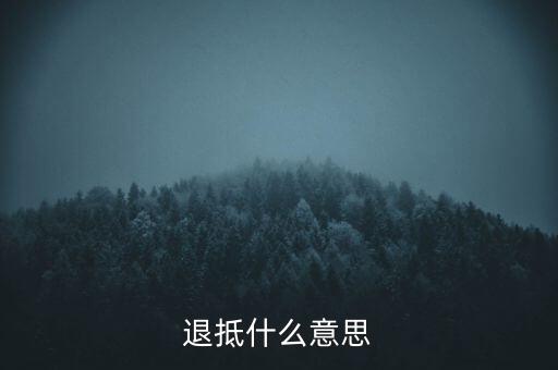 什么叫做退抵稅，退抵什么意思