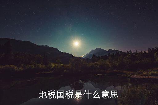 地稅國稅是什么意思