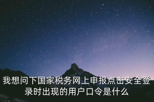 我想問(wèn)下國(guó)家稅務(wù)網(wǎng)上申報(bào)點(diǎn)擊安全登錄時(shí)出現(xiàn)的用戶口令是什么