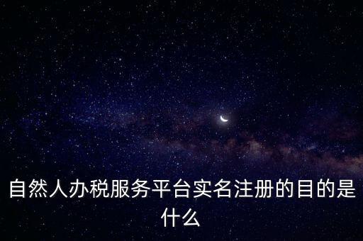 自然人辦稅服務(wù)平臺實名注冊的目的是什么