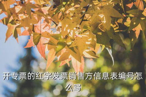 紅字信息表編號填什么用，開具紅字增值稅專用信息表 發(fā)票號怎么寫