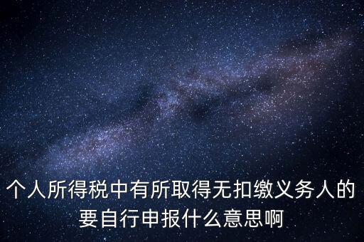 個(gè)人所得稅中有所取得無(wú)扣繳義務(wù)人的要自行申報(bào)什么意思啊