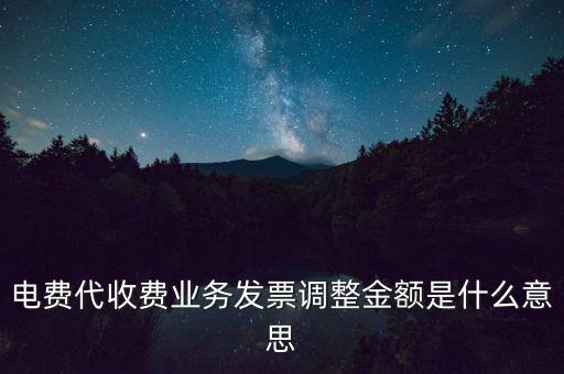 發(fā)票調(diào)試是什么意思，電費(fèi)代收費(fèi)業(yè)務(wù)發(fā)票調(diào)整金額是什么意思