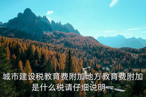 地方附加稅是什么，城市建設稅教育費附加地方教育費附加是什么稅請仔細說明一