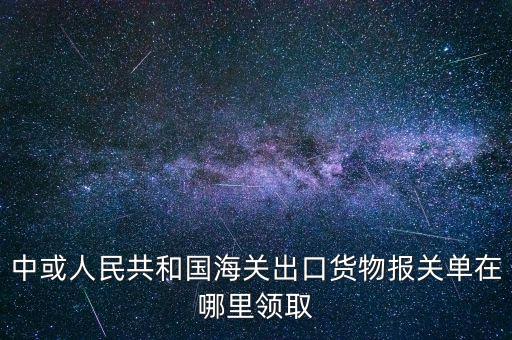 中或人民共和國海關出口貨物報關單在哪里領取