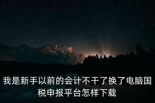 我是新手以前的會計不干了換了電腦國稅申報平臺怎樣下載