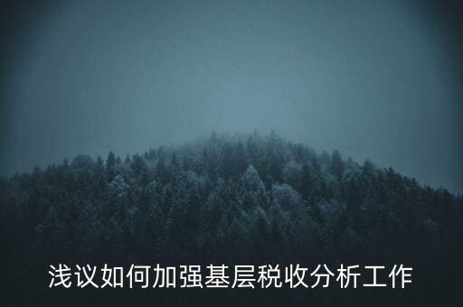 如何搞好稅收科研，淺議如何加強(qiáng)基層稅收分析工作