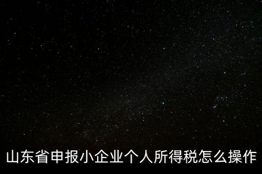 山東省申報(bào)小企業(yè)個(gè)人所得稅怎么操作