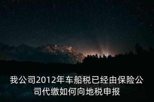 保險費(fèi)車船稅如何申報，我公司2012年車船稅已經(jīng)由保險公司代繳如何向地稅申報