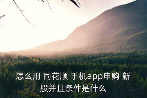 怎么用 同花順 手機app申購 新股并且條件是什么