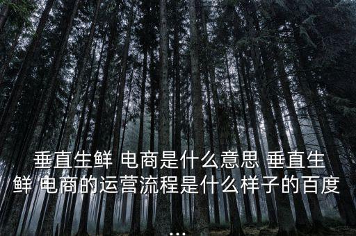  垂直生鮮 電商是什么意思 垂直生鮮 電商的運營流程是什么樣子的百度...