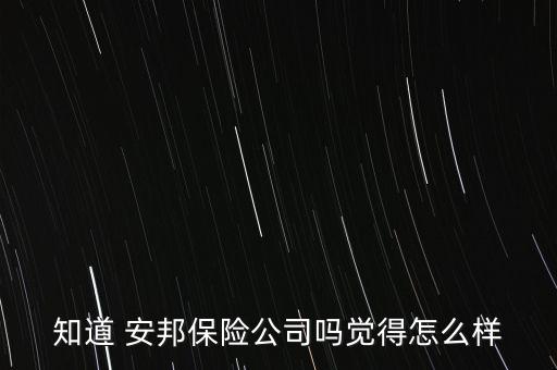 知道 安邦保險(xiǎn)公司嗎覺(jué)得怎么樣