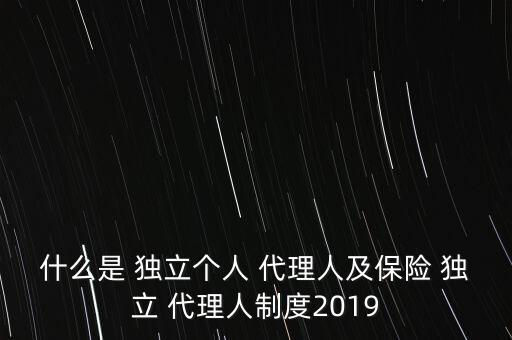 什么是 獨(dú)立個人 代理人及保險 獨(dú)立 代理人制度2019