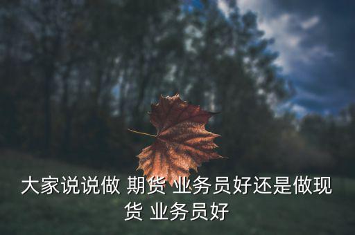 大家說說做 期貨 業(yè)務(wù)員好還是做現(xiàn)貨 業(yè)務(wù)員好