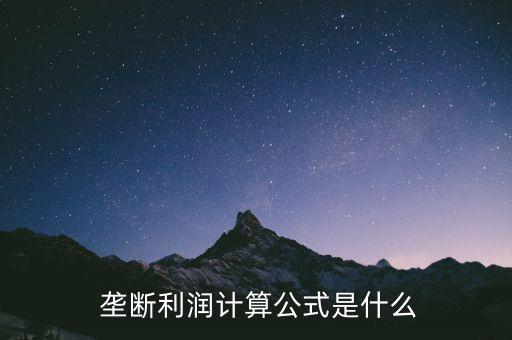  壟斷利潤(rùn)計(jì)算公式是什么