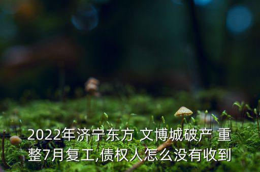 2022年濟寧東方 文博城破產(chǎn) 重整7月復(fù)工,債權(quán)人怎么沒有收到