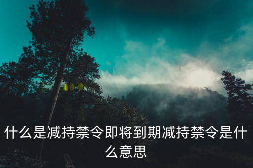 減持禁令是什么意思，1月8號大股東減持是什么意思