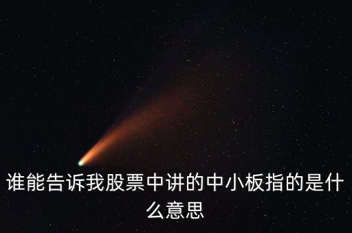 誰能告訴我股票中講的中小板指的是什么意思