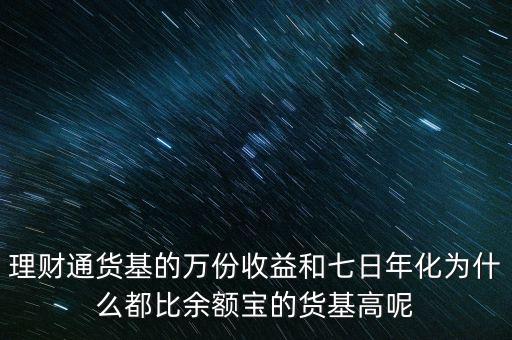 理財(cái)通貨基的萬份收益和七日年化為什么都比余額寶的貨基高呢