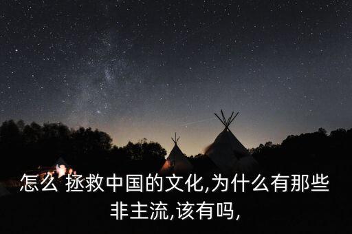 怎么 拯救中國的文化,為什么有那些非主流,該有嗎,