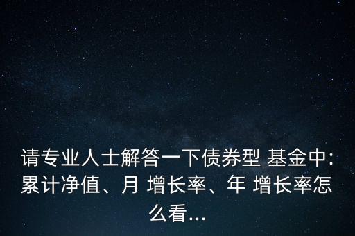 請專業(yè)人士解答一下債券型 基金中:累計(jì)凈值、月 增長率、年 增長率怎么看...