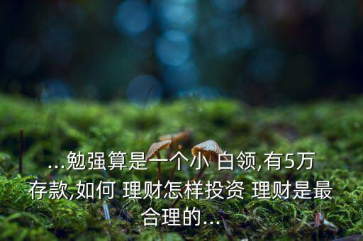 ...勉強(qiáng)算是一個小 白領(lǐng),有5萬存款,如何 理財怎樣投資 理財是最合理的...