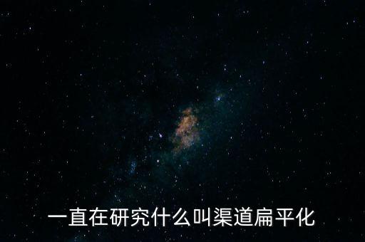 一直在研究什么叫渠道扁平化