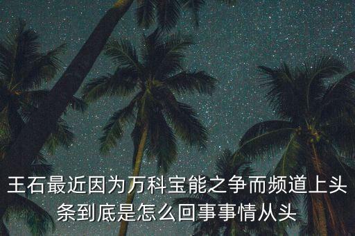 王石最近因?yàn)槿f科寶能之爭而頻道上頭條到底是怎么回事事情從頭