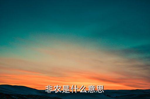 大非農(nóng)是什么意思，非農(nóng)是什么意思