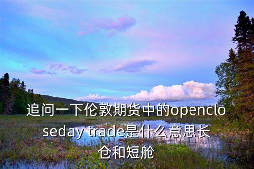 追問一下倫敦期貨中的opencloseday trade是什么意思長(zhǎng)倉和短艙