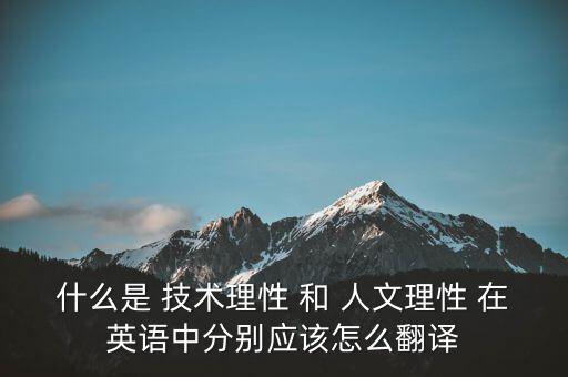 什么是 技術(shù)理性 和 人文理性 在英語中分別應(yīng)該怎么翻譯