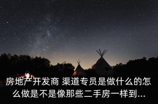 房地產(chǎn)開發(fā)商 渠道專員是做什么的怎么做是不是像那些二手房一樣到...